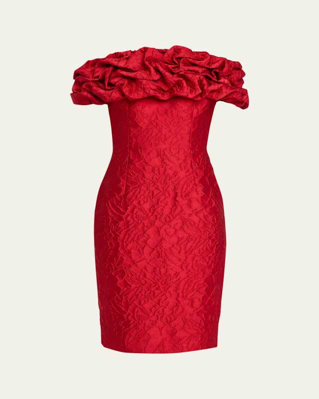 Off-Shoulder Textured Jacquard Dress